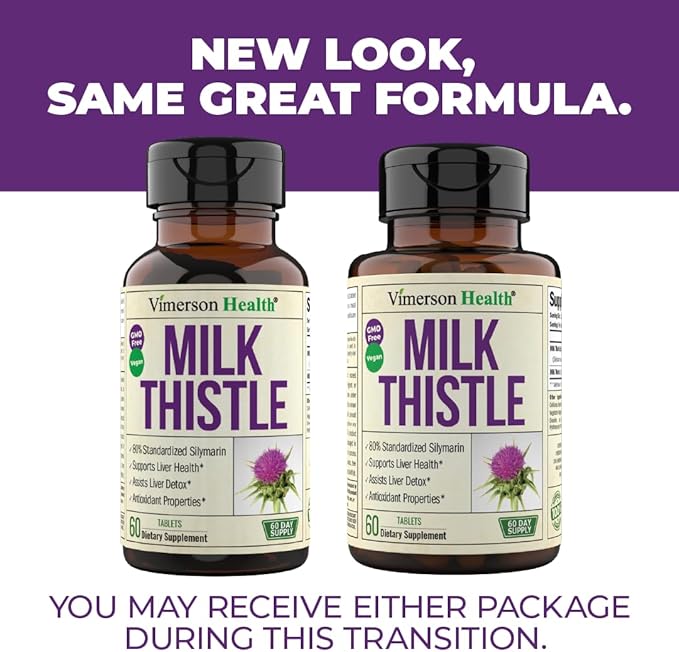 Milk Thistle Supplement for Liver Cleanse 80% Silymarin, 100% Vegan 60 Tabs