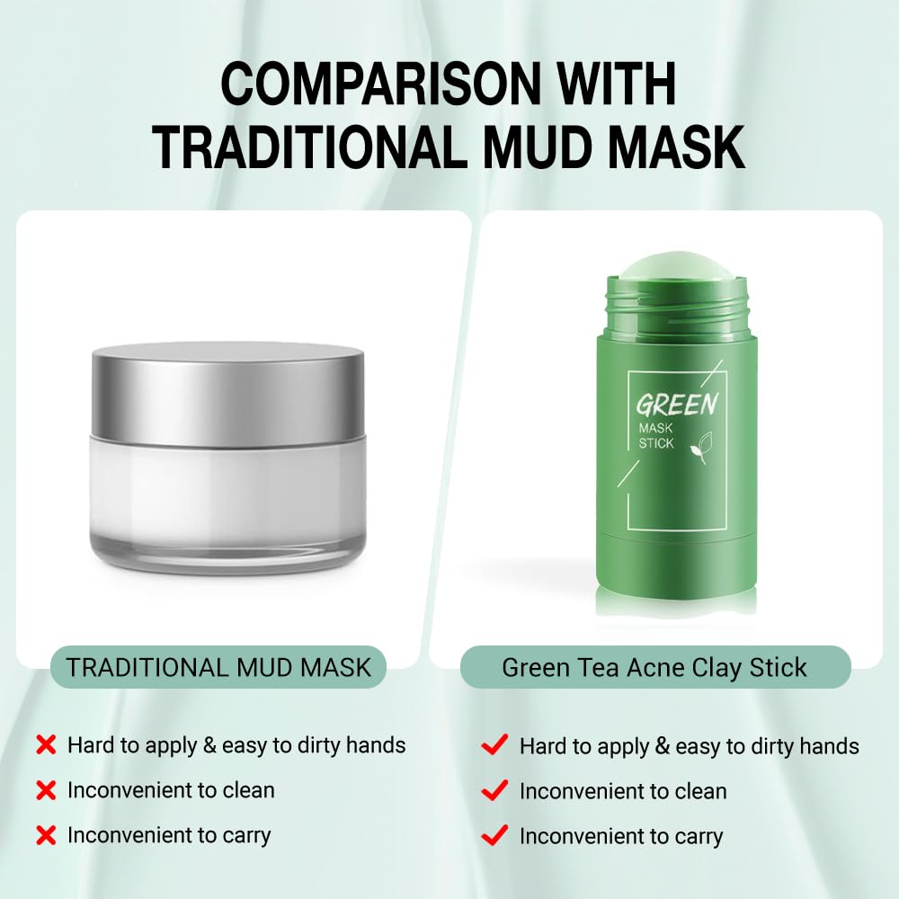 Clay Mask For Face, Blackhead Remover For Face, Deep Pore Cleansing, Moisturizing, Skincare Facial Mask for Refining Pores and Controlling Oil (Green Tea)