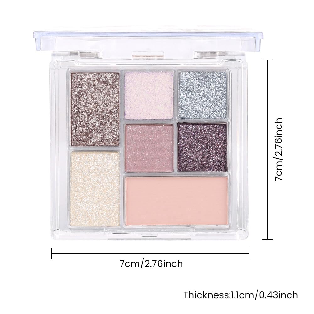 Seven Color Matte Shimmer Eyeshadow, 7 Gray Nude Champagne Gold & Purple Rose Gold Yellow Series Pressed Powder Eyeshadow, Daily Silky Makeup Eyeshadow Palette,Easy to Carry,Vegan & Cruelty-Free, 25#