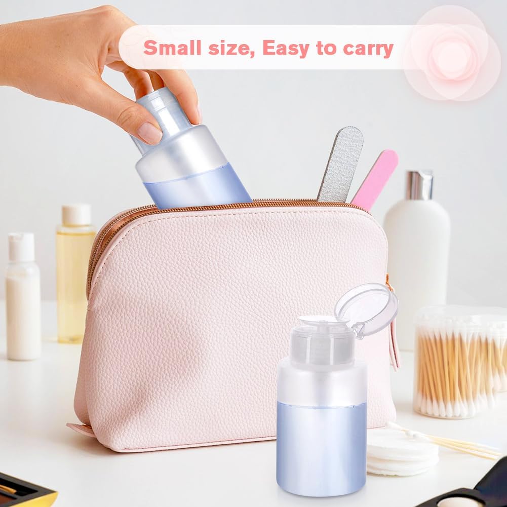 Pump Dispenser-Refillable Cosmetic Push Down Pump Dispenser-PP Material Alcohol Dispenser-Empty Makeup Acetone Containers for Acetone Nail Polish Remover,Nail Care,and Alcohol (3PCS)