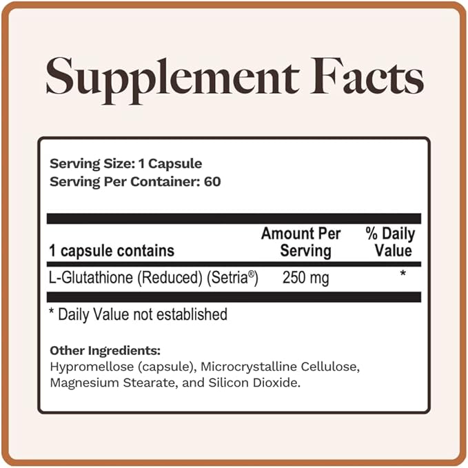 L-Glutathione | Immune Health & Antioxidant 250mg Reduced 60 Capsules