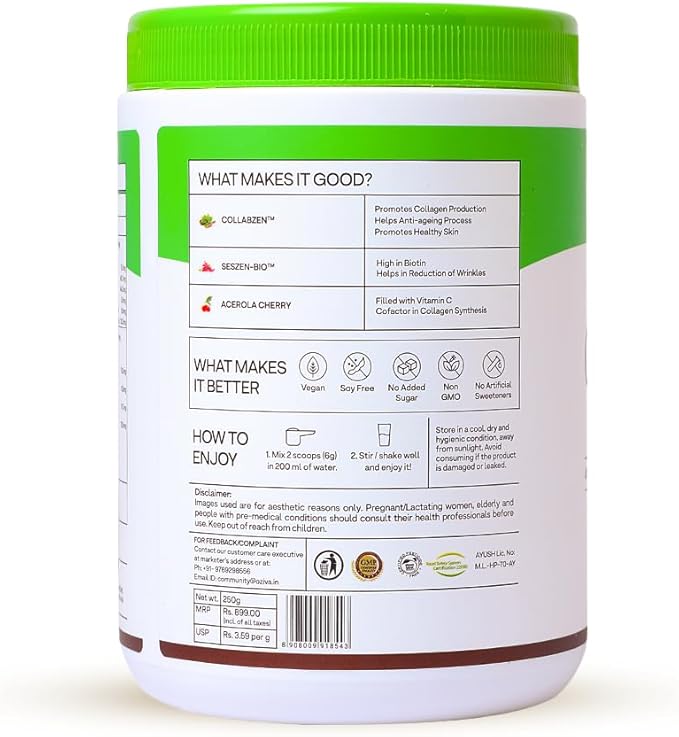 Plant Based Collagen Builder with Biotin & Silica, Acai Berry, Bamboo Shoot, Sea Buckthorn for Anti Aging Beauty, 0.55 lbs, 100% Natural & Vegan Friendly (0.55 lbs)