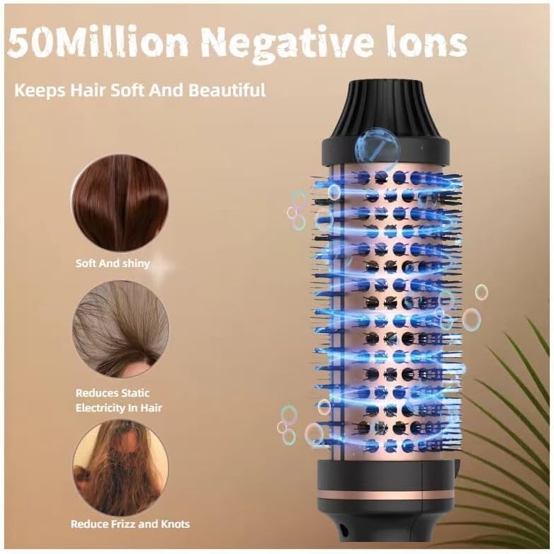 IUI Beauty Thermal Brush, 3-in-1 Pro Negative Ion Two PTC Heaters Thermal Brush with Styling Hair Clips Leafverve,Straightens, Volumizes & Curls with Negative Ion Technology, Digital Display (Black)