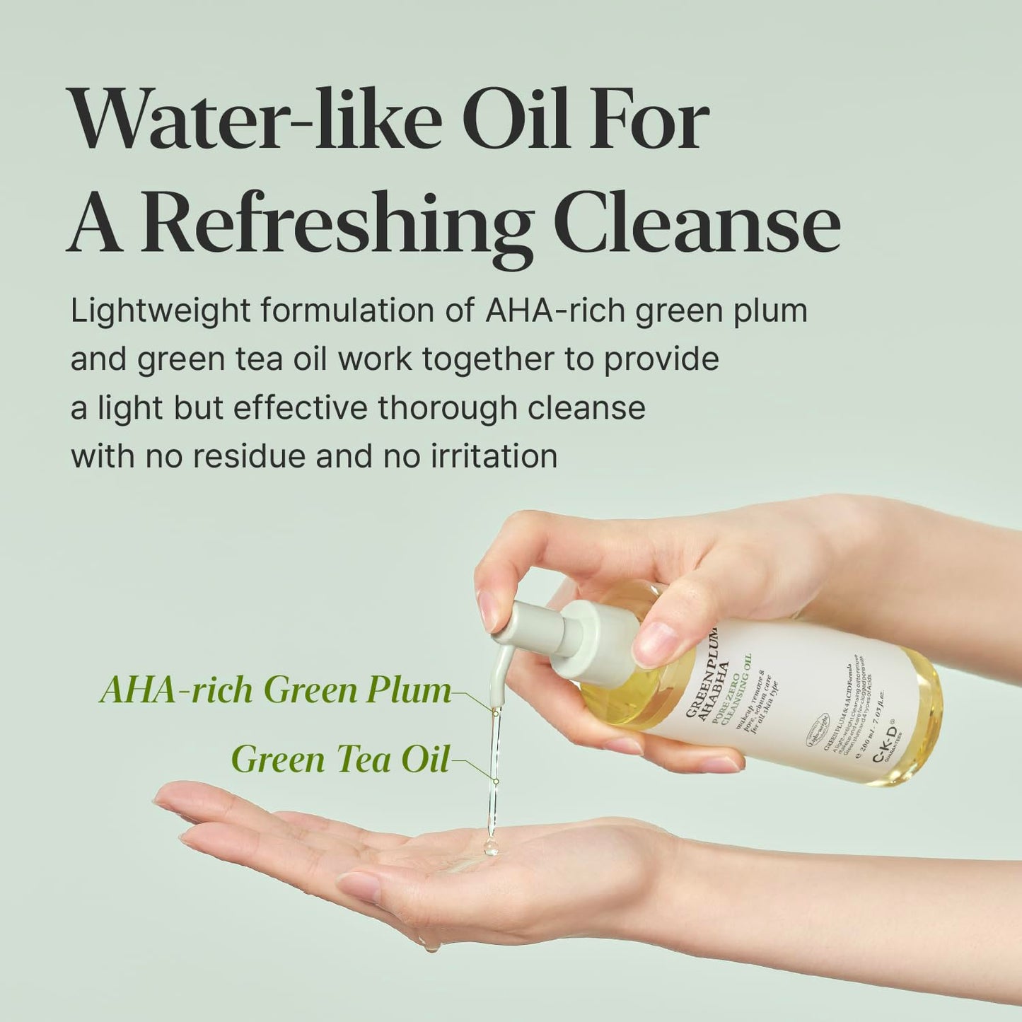 CKD Green Plum AHA·BHA Pore Zero Face Cleansing Oil -Gentle Korean Cleanser, Instant Makeup Removal, Sebum Control, Hydrating & Low-Irritation. No Oily Residue. 7.03 fl oz