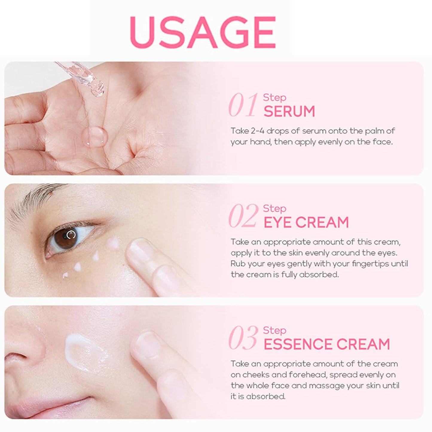 Skin Care Gift Set Serum,Skin Essentials Travel Kit 3-Step Skincare Routine - Serum,Eye Serum,Essence Cream,Facial Care Kit for Pores,Exfoliate Skin Care for Teenage Girls Her (SetE)