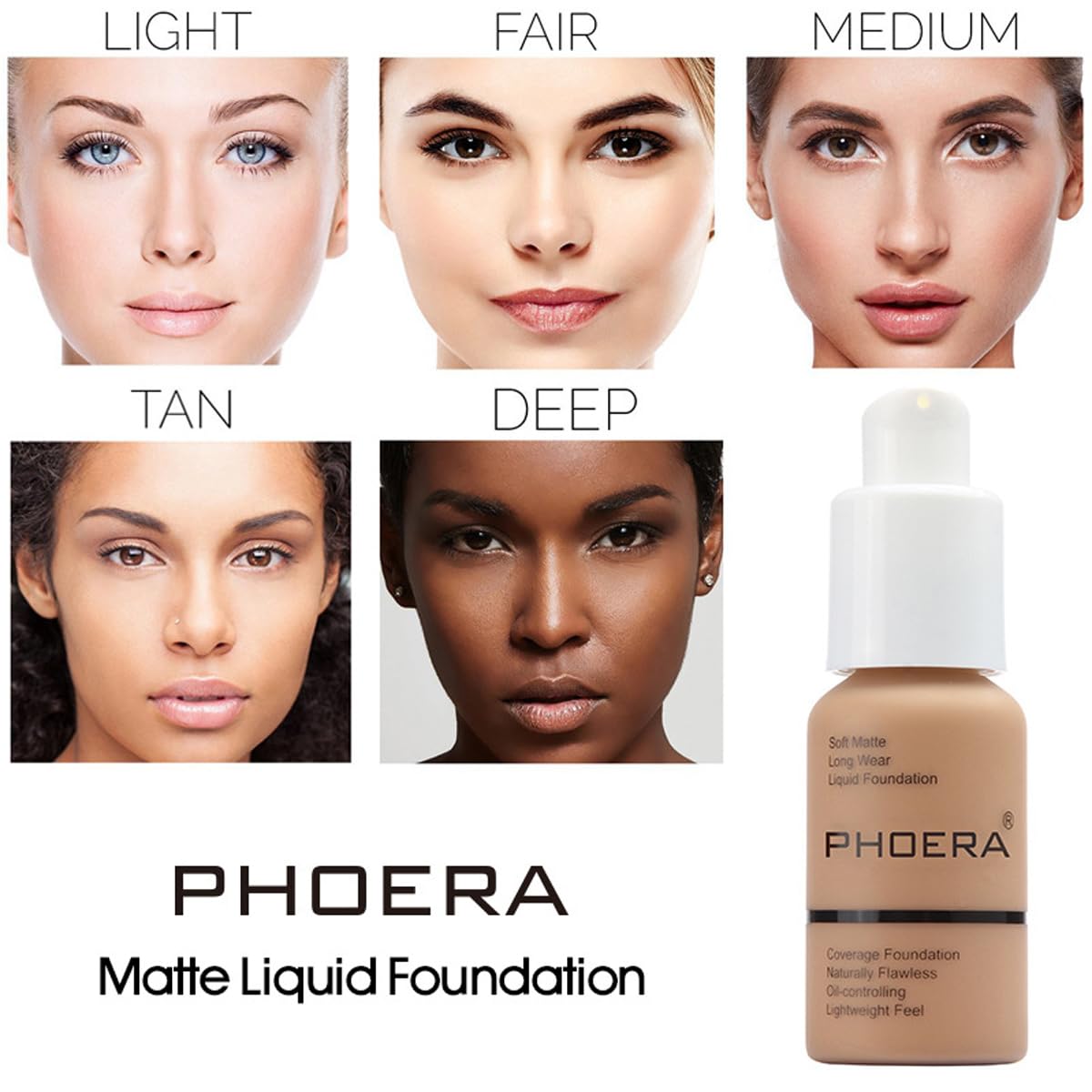 2 Pack PHOERA Foundation,Flawless Soft Matte Liquid Foundation 24 HR Oil Control Concealer Foundation Makeup,Full Coverage Foundation for Women and Girls (102 Nude)