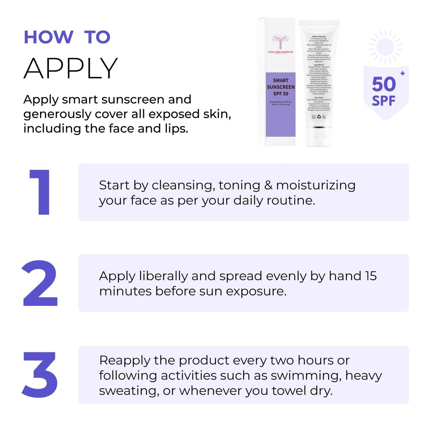 Mineral Sunscreen SPF 50 Face & Body Clear Sunscreen for Face Zinc Oil-Free Non-Comedogenic Sensitive Skin Sunblock Men & Women Broad Spectrum – Nova Derm Institute (1 fl oz)