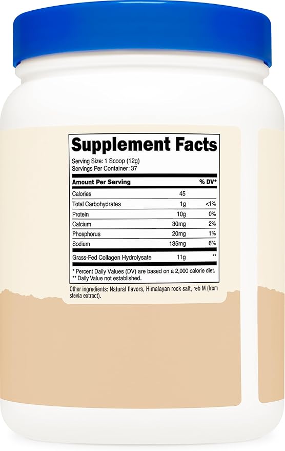 Nutricost Grass-Fed Collagen Powder 1LB (454 G) (Vanilla) - Grass Fed Bovine Collagen Hydrolysate - Collagen Peptides