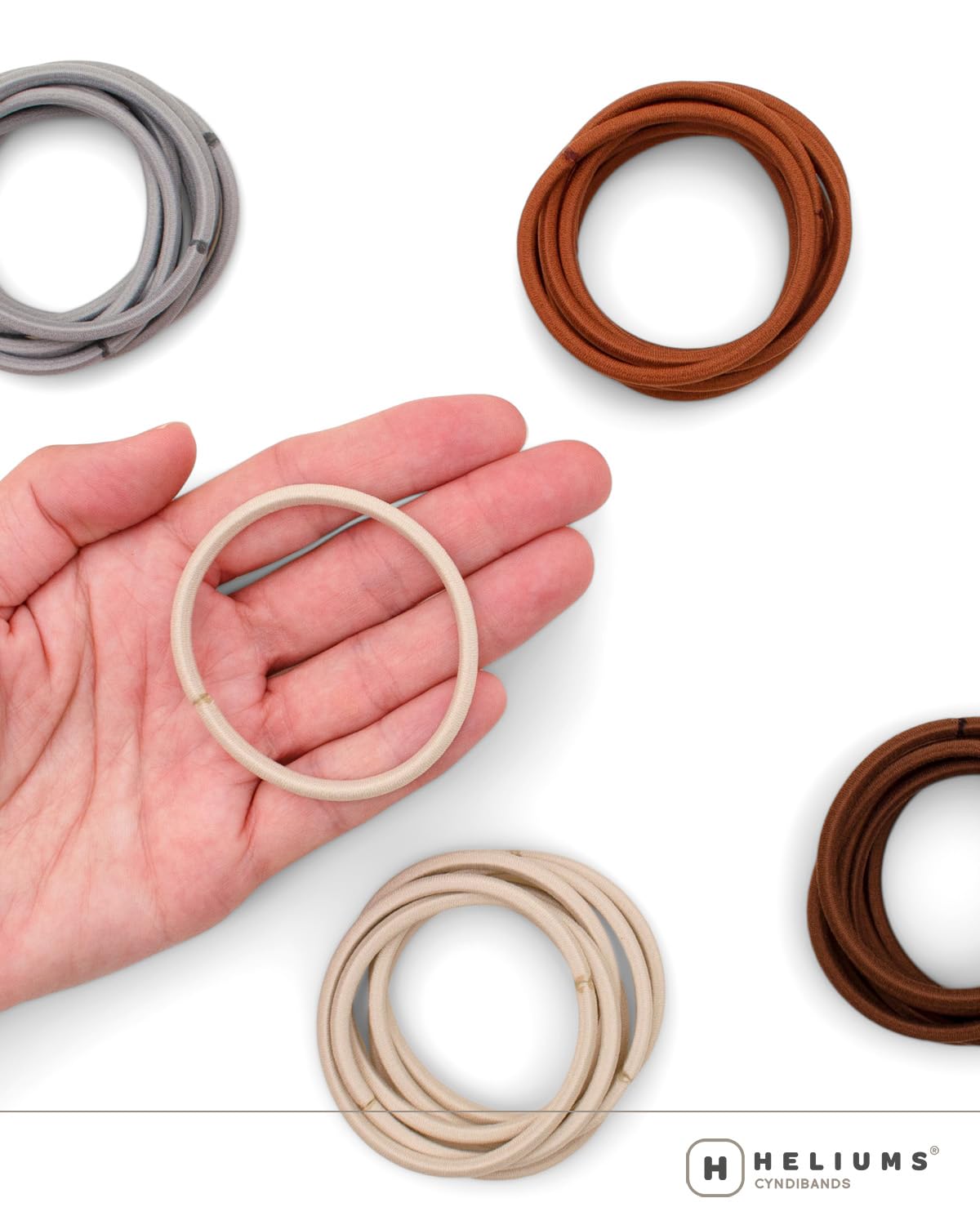 Heliums Large Hair Ties - Gray - 30 Pack, 2.25 Inch Thick Ponytail Holders, 4mm Hair Elastics