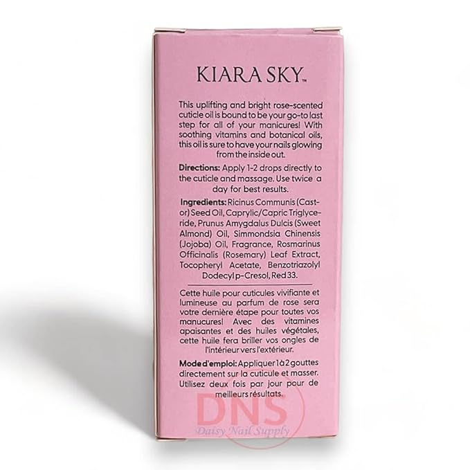 KIARA SKY Hydrating Nail and Cuticle Oil - Ultra Nourishing Repair Nail Strengthener - Ultimate Nail Growth - For Weak Damaged Nails, 7 fl oz (Rose)