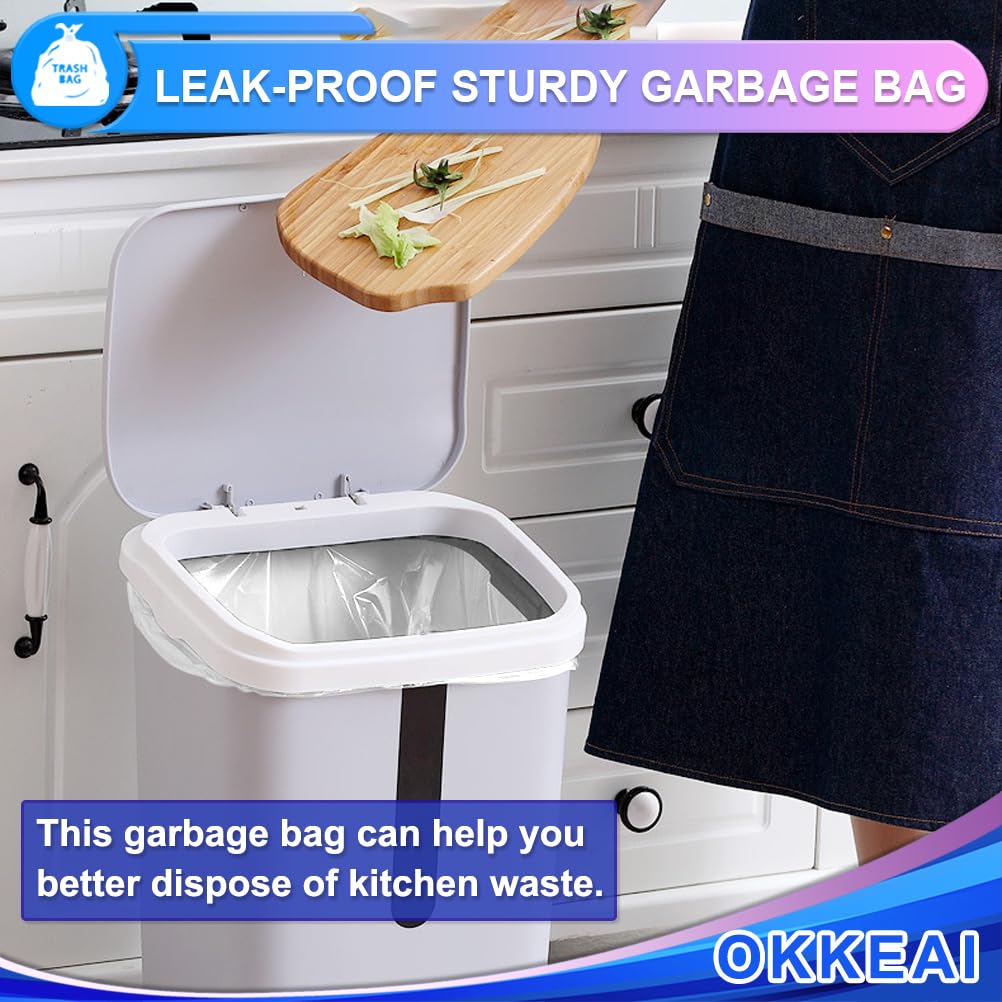 OKKEAI 3 Gallon Small Trash Bags 120 Counts White Garbage Bags Small Bathroom Trash Can Bags 10L Wastebasket Liners for Home Office Kitchen,White fit 10L -15 Can