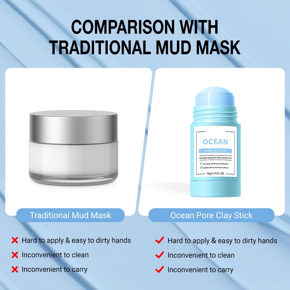 2Pcs Clay Mask For Face, Blackhead Remover For Face, Deep Pore Cleansing, Moisturizing, Skincare Facial Mask for Refining Pores and Controlling Oil (A04#2Pcs Strawberry+Blueberry)