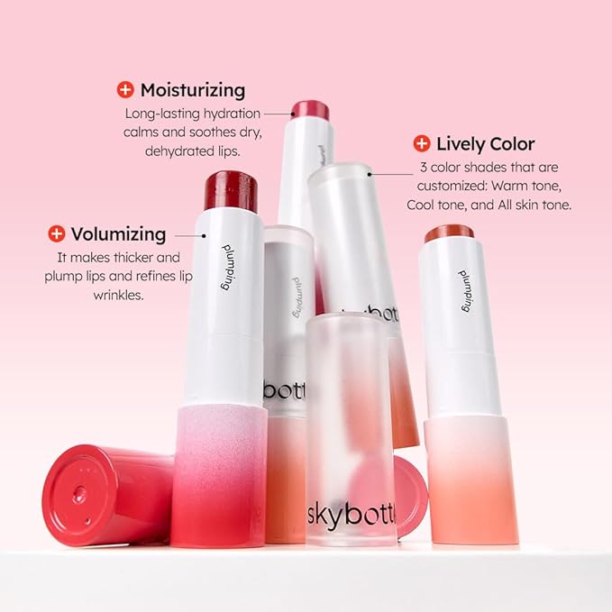 skybottle Volumizing Color Lip Balm #02 Dear Coral, Lip Plumper, Tinted Chapstick, Clean Lip Gloss, Natural Makeup, Korean Lip Balm, Girls Valentine Gift, 0.12oz