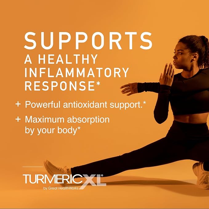 TurmericXL Natural Joint Support & Healthy Inflammatory Response Supplement - 250mg Turmeric Extract Delivers 45x More Curcumin - High Absorption, Gluten-Free – 30 Veggie Capsules