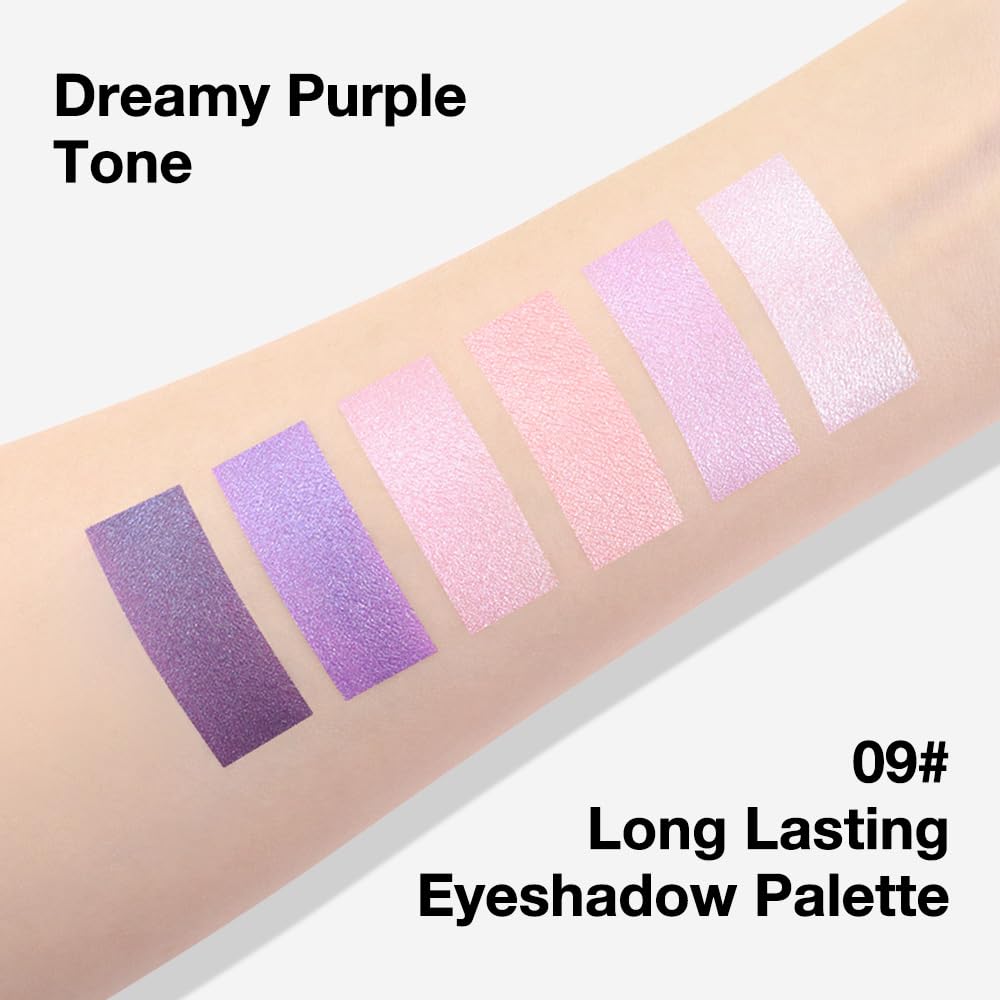 6 Colors Mini Purple Eye Shadow Palette Makeup for Older Women, Neutral Matte Shimmer Eyeshadow Palette Highly Pigmented Waterproof, paleta de sombras de ojos, Vegan & Cruelty-free, 09