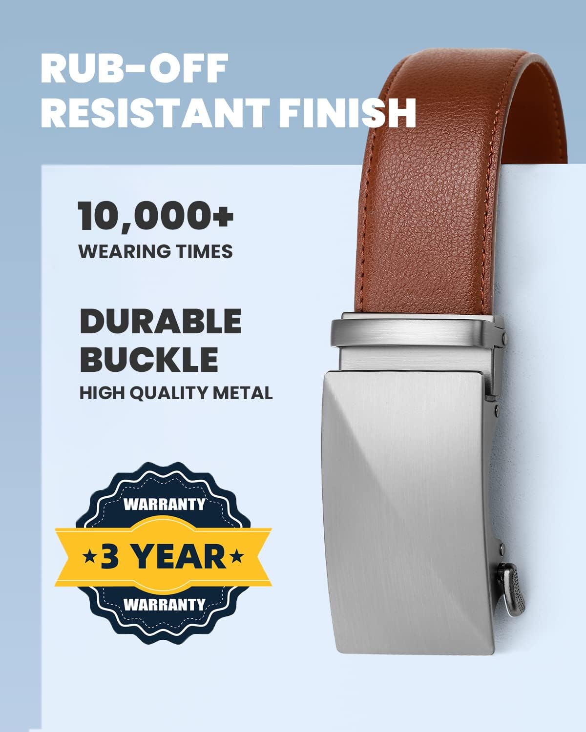 Zitahli Belt Men, Ratchet Belt Dress with 1 3/8" Premium Leather,Slide Belt with Easier Adjustable Automatic Buckle