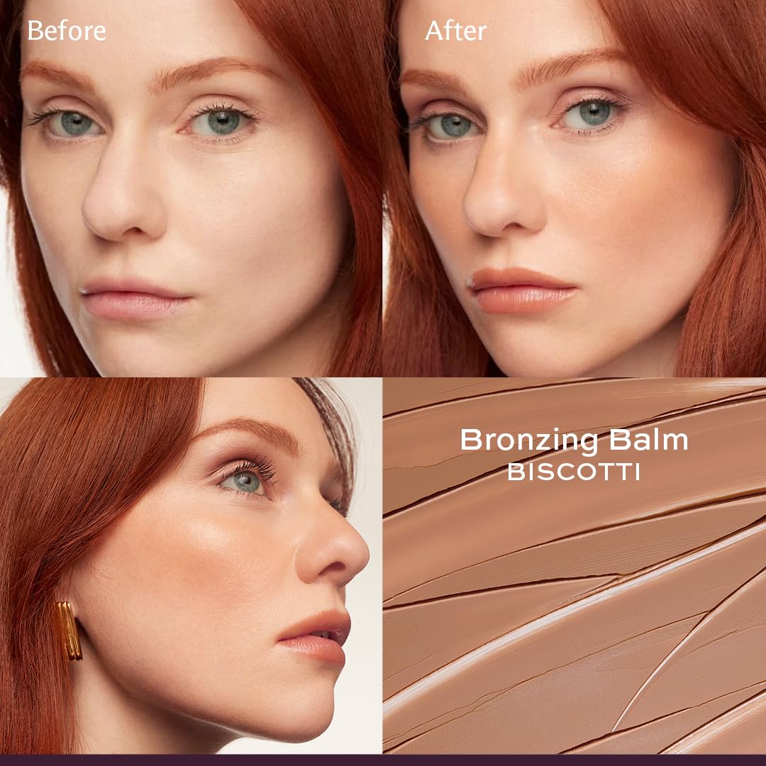 Subtl Beauty 3-in-1 Makeup Stack – Cream Bronzer, Powder Highlighter & Lip Glaze for On-the-Go Touch Ups – Lightweight, Travel-Friendly, Blendable Balm (Fair/Biscotti)