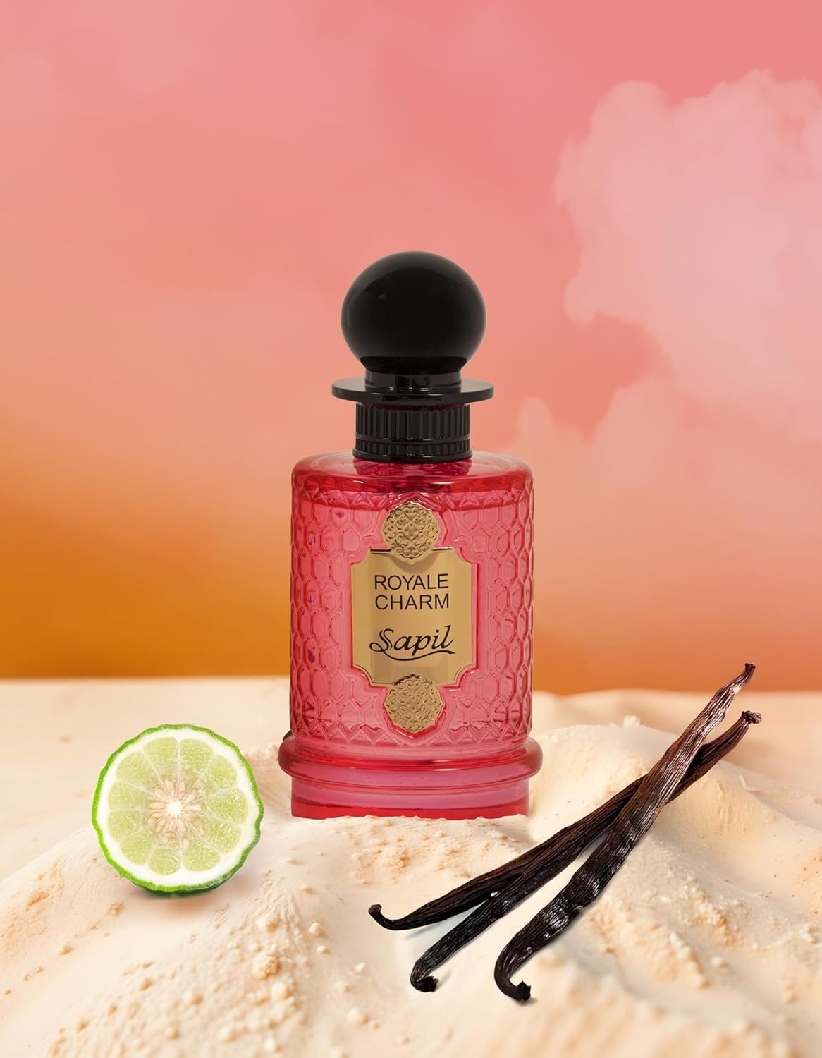 Sapil Royale Charm Unisex Eau De Parfum – Long-Lasting Arabic Perfume with Exotic Fruits, Soft Amber & Vanilla – Citrus Floral Luxury Fragrance for Men & Women – Dubai Perfume – 3.38 oz