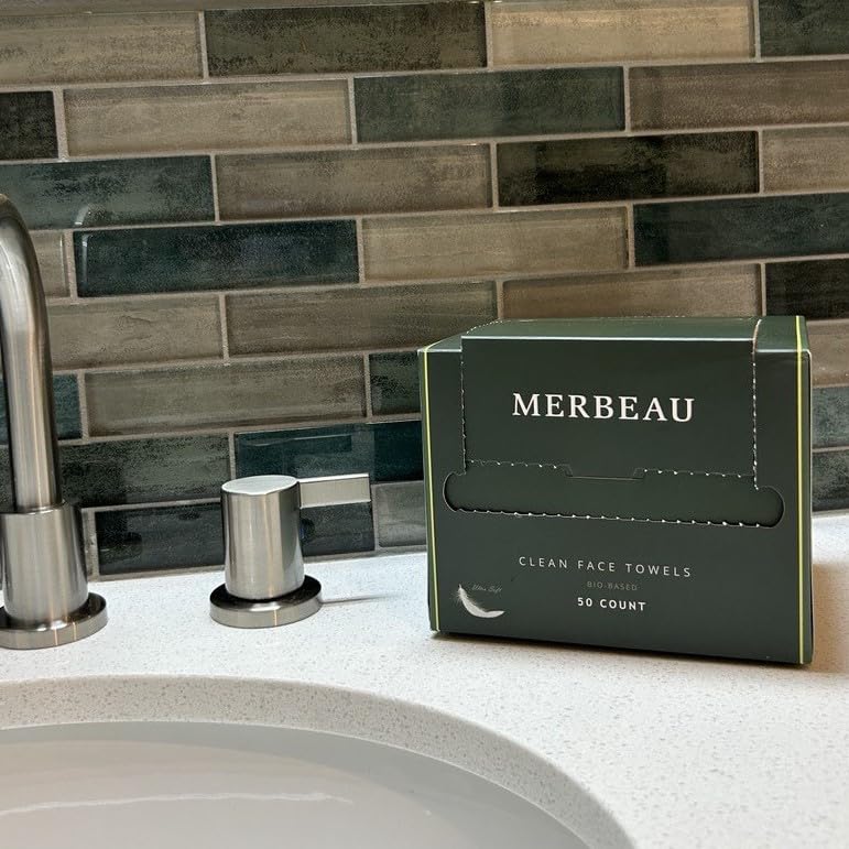 Clean Facial Towels for Sensitive Skin, 100% USDA Biobased Face Towels, 50 Count, Ultra Soft, Makeup Remover Dry Wipes, Viscose