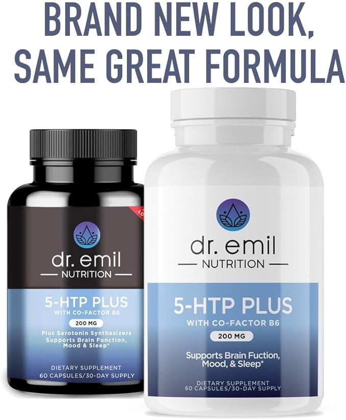 DR. EMIL NUTRITION 200 MG 5-HTP Plus with SAM-e to Maintain Normal Healthy Sleep and Create a Sense of Wellbeing - 5HTP Supplement with Vitamin B6-60 Vegan Capsules, 30 Servings