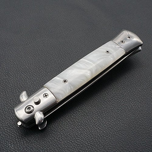 Pocket Folding Flick Hair Comb For Beard, Mustache, Black Pearl Handle ~ Mens Pocket Comb stainless steel spring jump Brush