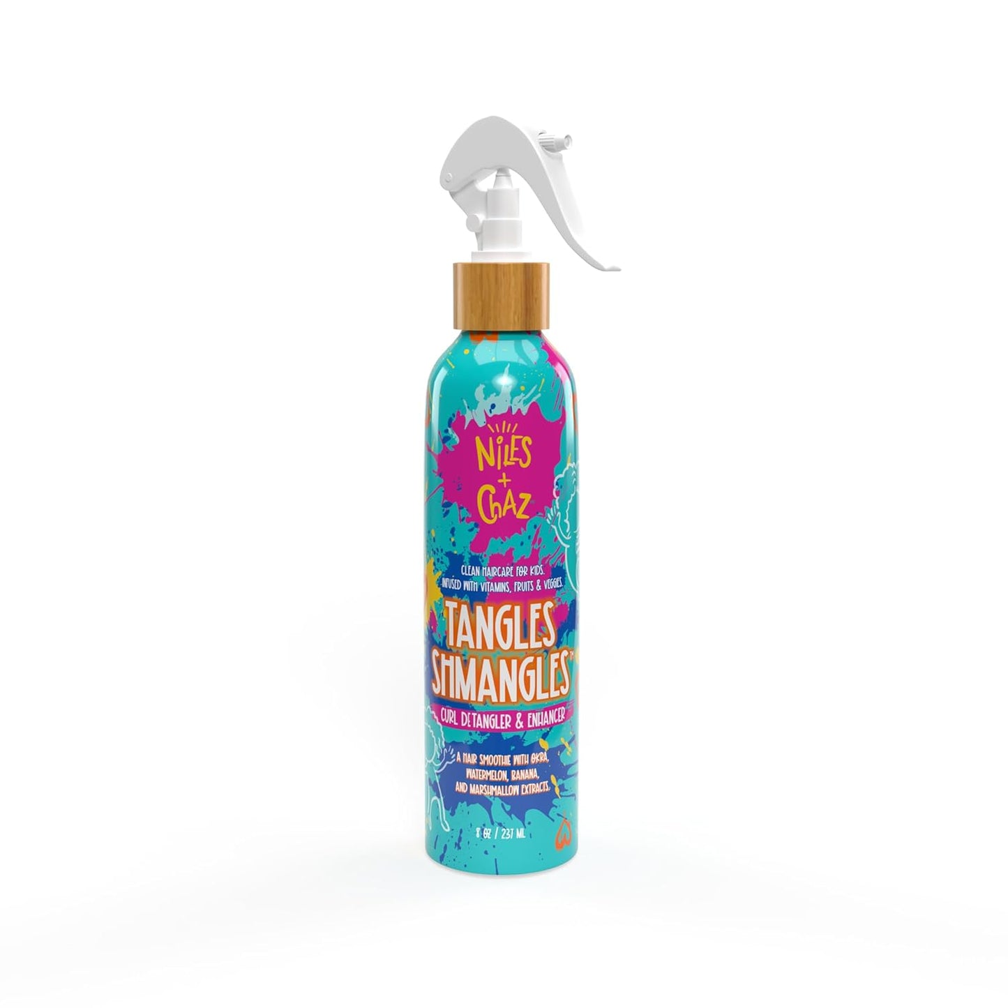 Niles and Chaz Tangles Shmangles Kids Detangler & Curl Enhancer - Hydrating Leave In Conditioner - Define Curls, Reduce Frizz - Sulfate, Paraben, Silicone Free - For Curly, Coily, Wavy Hair, 8 fl oz