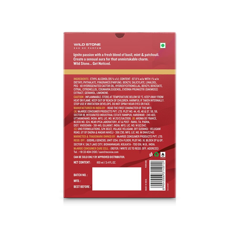 Wild Stone Ultra Sensual EDP Perfume for Men, 3.38oz | Long Lasting |Notes of Dry amber, Lemon basil & lavender | Fragrance for Modern Lifestyle | Vegan | Clean Ingredients | Active Lifestyle