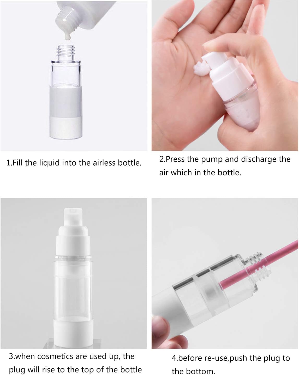 TRENDBOX 120ml / 4oz Airless Vaccum Pump Travel Bottles for Lotions, Cream - 4 Pack