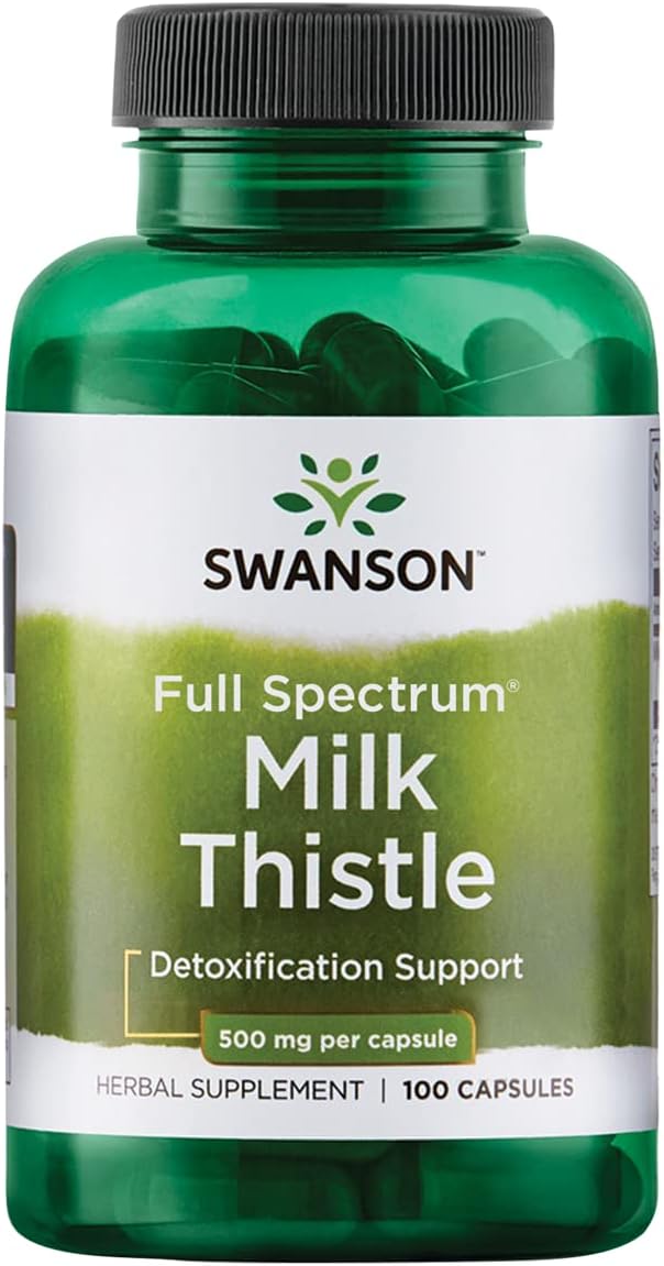 Swanson Milk Thistle-Herbal Liver Support Supplement-Natural Wellbeing-(100 Capsules, 500mg Each)