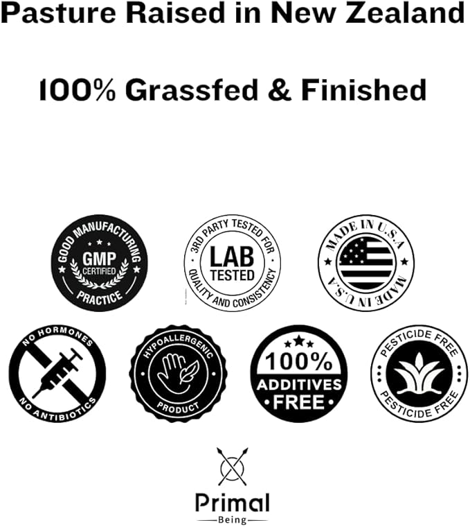 Primal Being Grassfed Beef Cartilage Collagen (Type I-V & XI)- Supports Hair, Skin, Nails, Joint Health, Immunity, Digestion, Post Exercise Recovery - 120 Capsules, 3000 mg per Serving