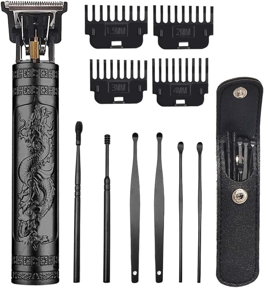 Hair Clippers for Men, Cordless Hair Clippers, Travel Small Hair Clippers 5.7" Hair Trimmer Classical Sculpting Styling Rechargeable Hair Remover with 6 Pieces Earpick (Black)