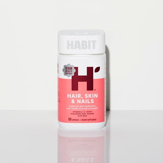Habit Hair, Skin & Nails Supplement 2 Pack (120 Capsules) - New Look, Supports Skin Hydration, Hair & Nail Strength, Biotin 2000mcg, Vitamin A & C, Hyaluronic Acid, Rosehip, Vegan, Non-GMO