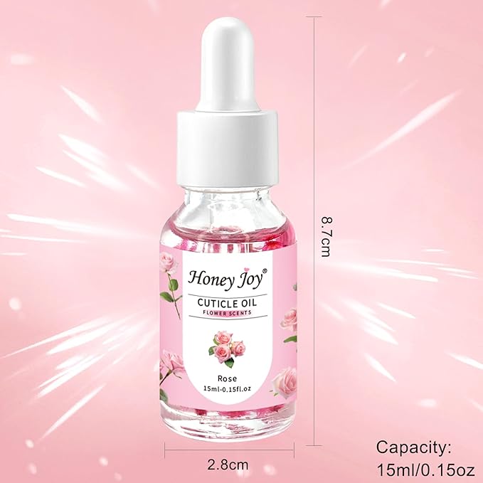 Honey Joy Cuticle Oil for Nails โ Nail Oil Cuticle for Nail Care, Cuticle Nail Oil for Growth and Strength, Cuticle Oil for Nails, 0.5 fl. oz (Rose)