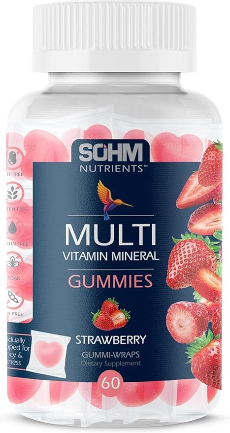 SOHM Multivitamins Gummies, 60 Count, Supports Healthy Life, Vitamin A, Vitamin C,Vitamin E,Vitamin D3,Folic Acid Gummies,Multivitamins for Men and Women