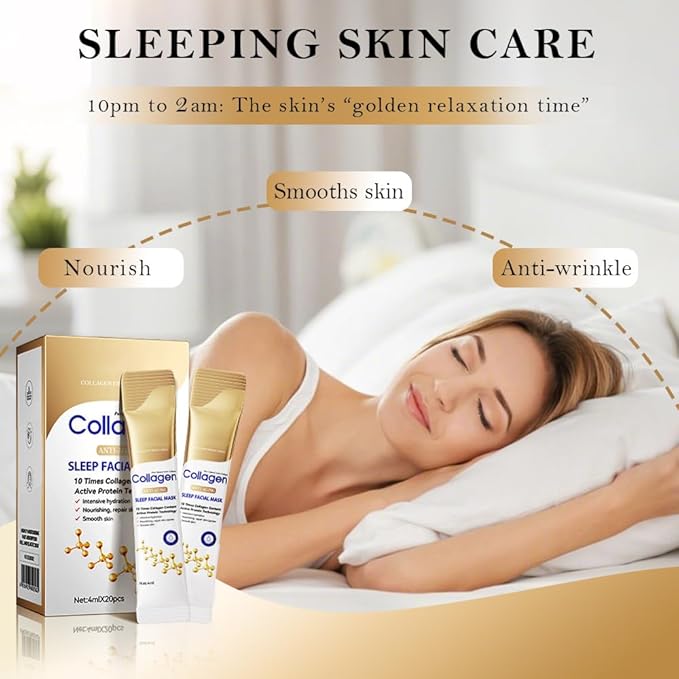 10X Collagen Anti-Aging Sleep Mask โ Active Protein Technology โ Intensive Hydration, Reduces Sagging & Dullness, Skin Care, Smooth & Whitilight, Cruelty-free (20PCS-Sleep Facial Mask)