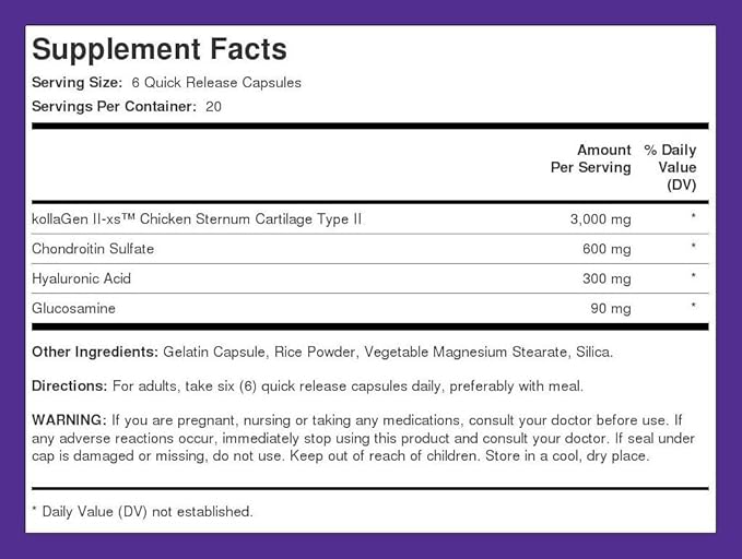 Piping Rock Chicken Sternum Type II Collagen Supplement | 3000mg | 120 Capsules | with Hyaluronic Acid | Non-GMO, Gluten Free
