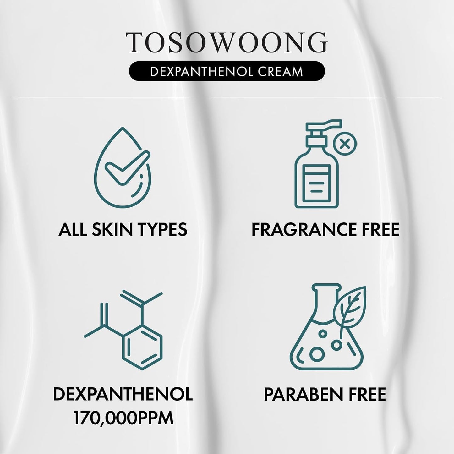 TOSOWOONG Dexpanthenol Cream, 170,000ppm B5 Panthenol, Madecassoside, Centella Asiatica for Skin Barrier Repair, Facial Moisturizer, Soothing, Hydrating, Korean Skincare, 60ml, 2.02 fl. oz.