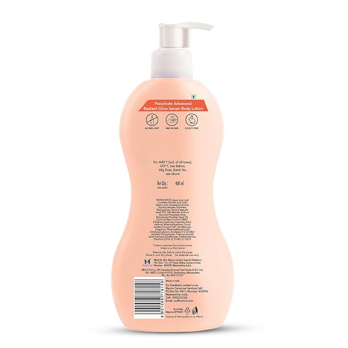 Parachute Advansed Radiant Glow Body lotion | Coconut Milk, Vitamin-C, 100% Natural, All Skin Types | 13.5 fl oz | Pack of 2