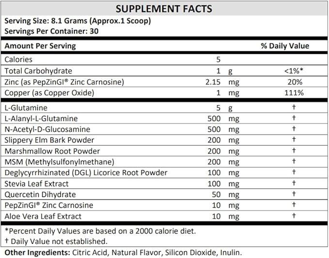 TERRA ORIGIN Healthy Gut Powder (Berry Flavor) |30-Servings with L-Glutamine, Zinc, Glucosamine, Slippery Elm Bark, Marshmallow Root and More!