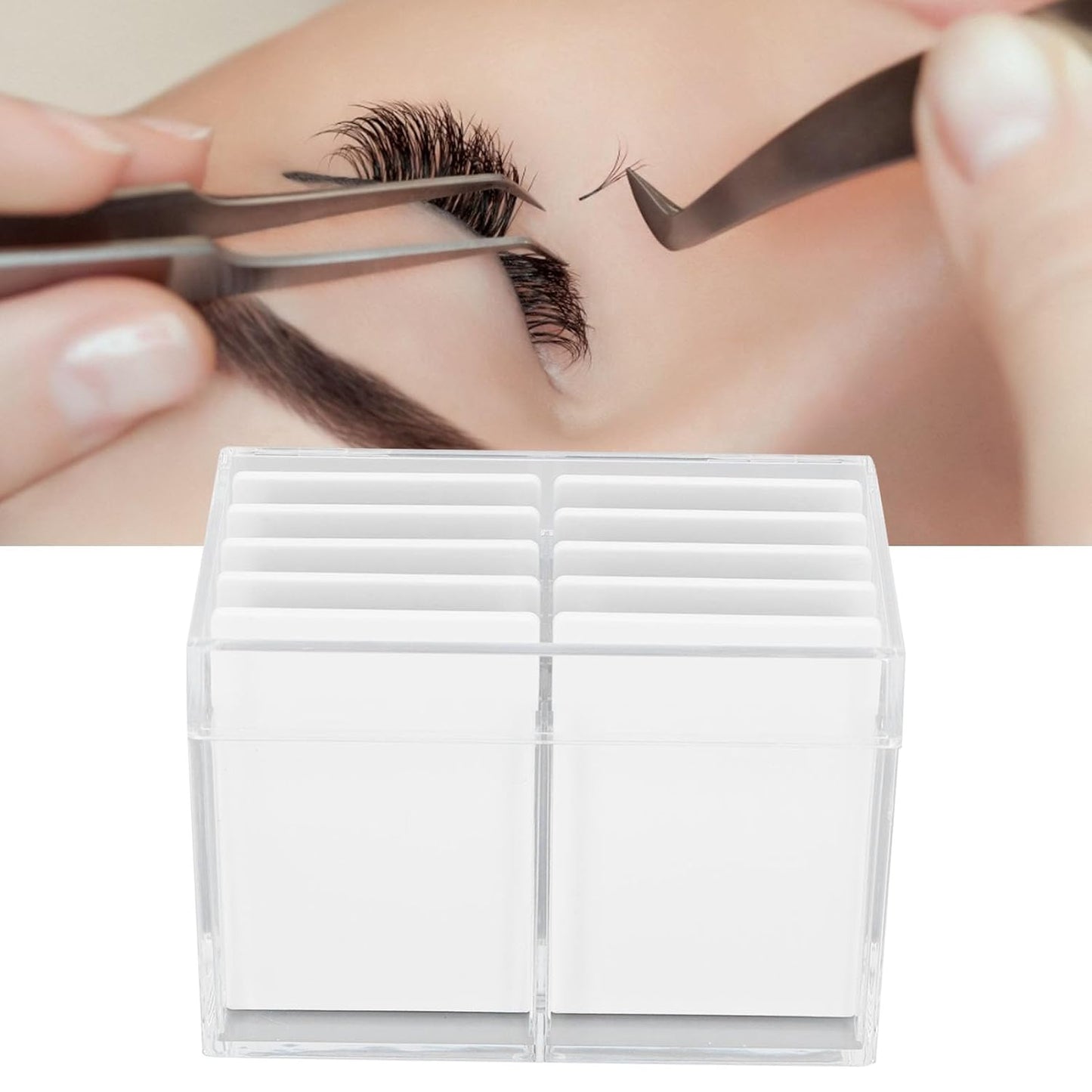 10 Layers Acrylic Eyelash Storage Box, Eyelash Holder Extension Tool with Magnetic Bottom, Makeup Organizer False Eyelashes Glue Pallet Holder, Grafting Eyelash Extension