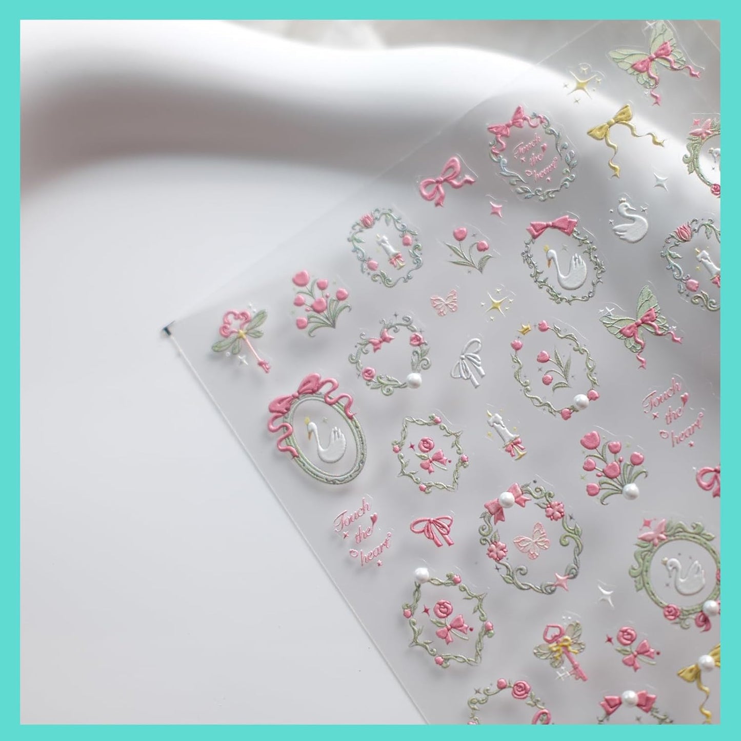 Swan Nail Art Stickers, Embossed Decals, Elegant Cute Design, Pearl, Self-Adhesive Accessories for Women, Nail Supplies