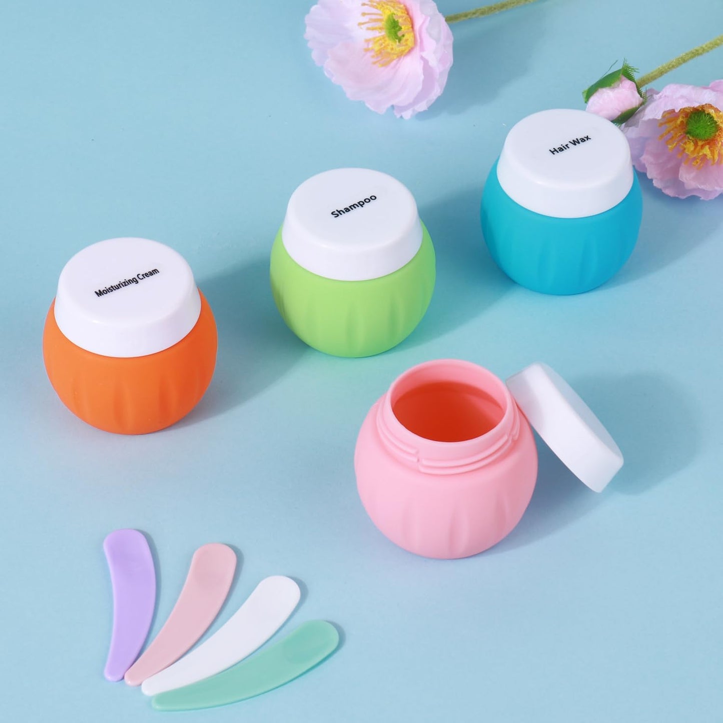 Travel Containers for Toiletries, GLAMFIELDS TSA Approved 1.7oz 50ml Travel Size Silicone Cream Jars BPA Free, Leak-proof Travel Essentials with Lid for Cosmetic Face Hand Body Cream Orange (4 Pack)