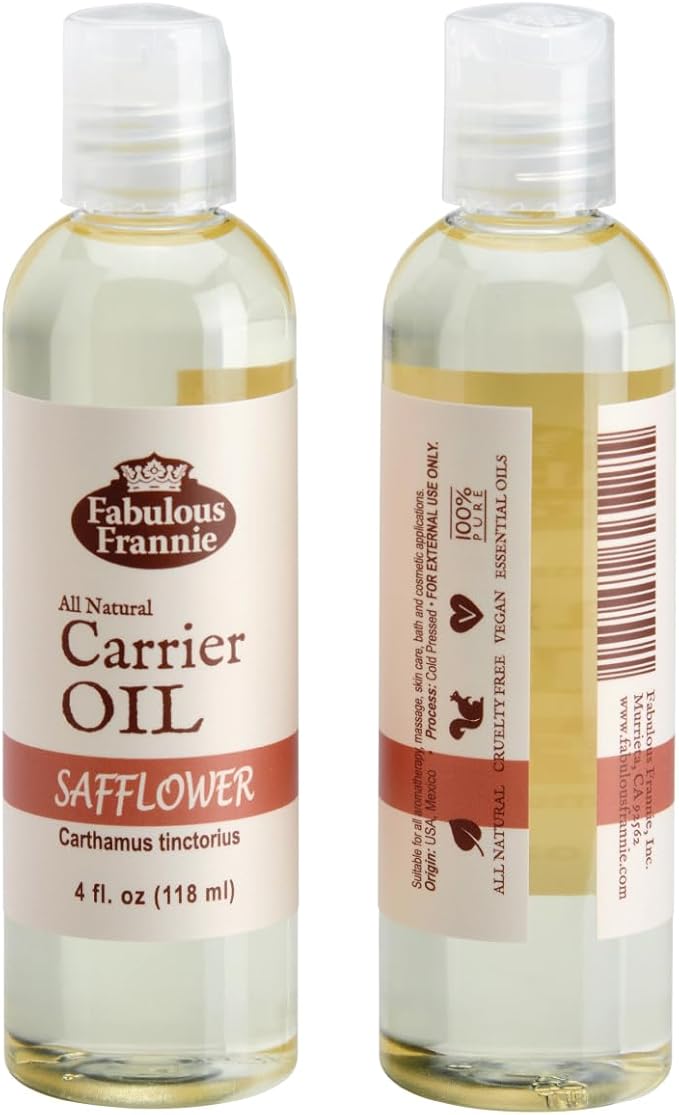 Fabulous Frannie Safflower Carrier Oil Base Oil for Aromatherapy, Essential Oil or Massage 4oz (Pack of 1)