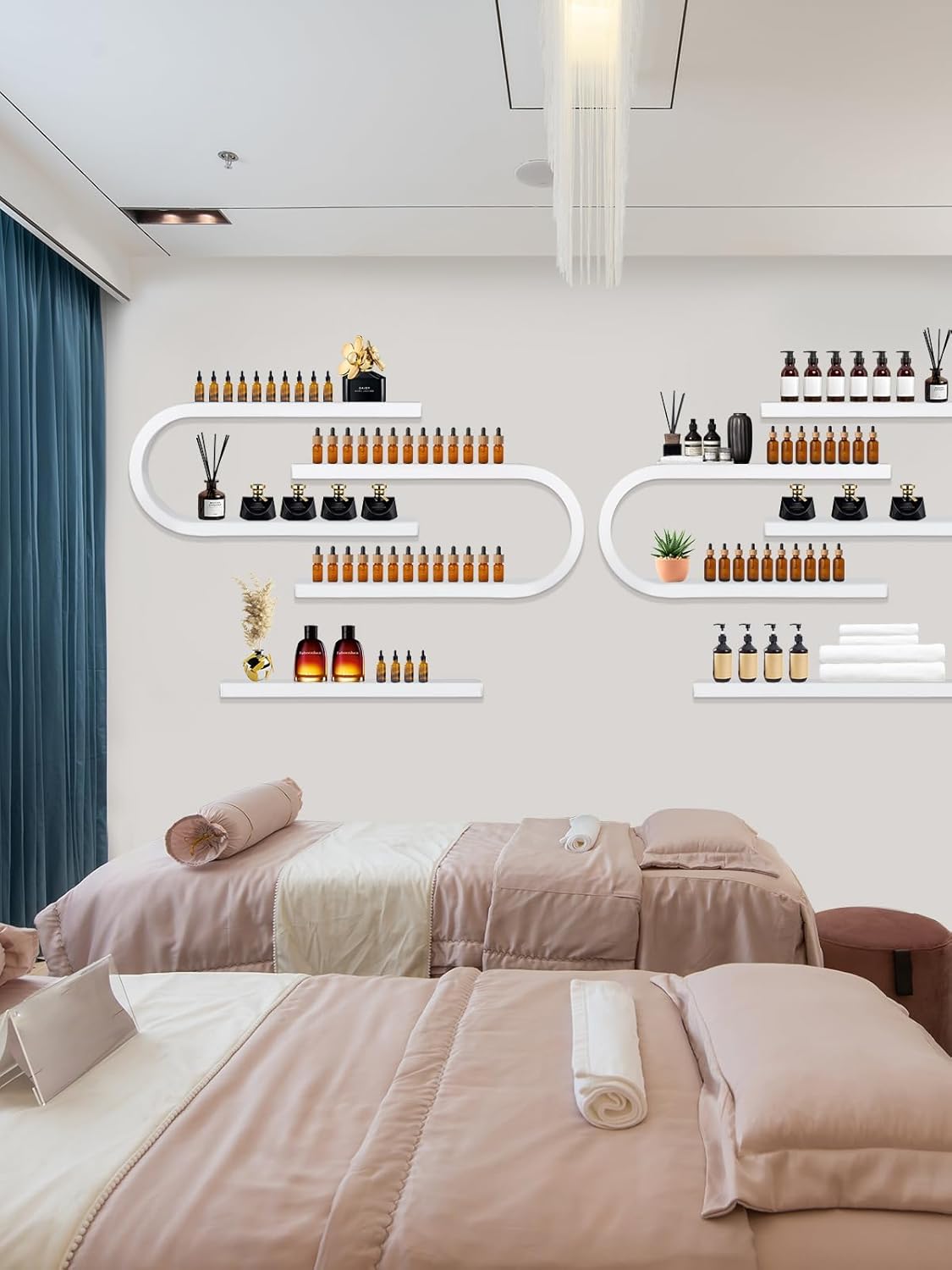 EBANKU 6PCS U Shape Nail Polish Racks Heavy Duty Nail Shelfs for Wall Nail Polish Display Rack Cosmetic Display Cases Nail Polish Organizer Wall Shelf for Home Spa Nail Salon(White)