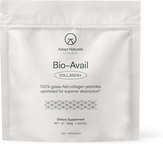 Adapt Naturals Bio-Avail Collagen+, Certified Grass Fed Collagen Peptides, Optimized for Superior Absorption, Naturally-Sourced Bio-Avail Collagen Supplements for Women and Men, 30 Day Supply