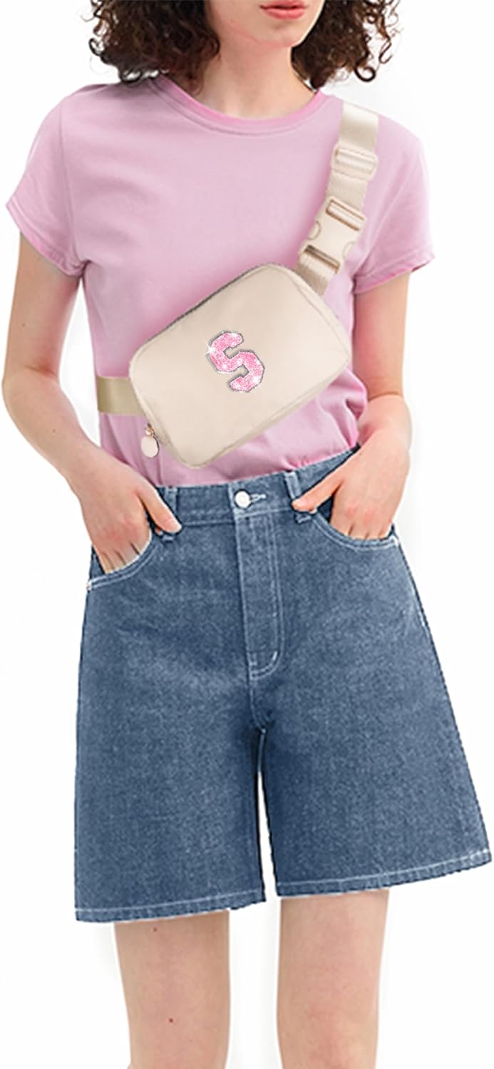 Gifts for Girls Teens Kids - Birthday Gifts for Daughter Sister Her,Teen Girl Essentials,Travel Essentials,Cute Teen Trendy Stuff Waist Packs Belt Bag Crossbody Bag | Cream,Initial S