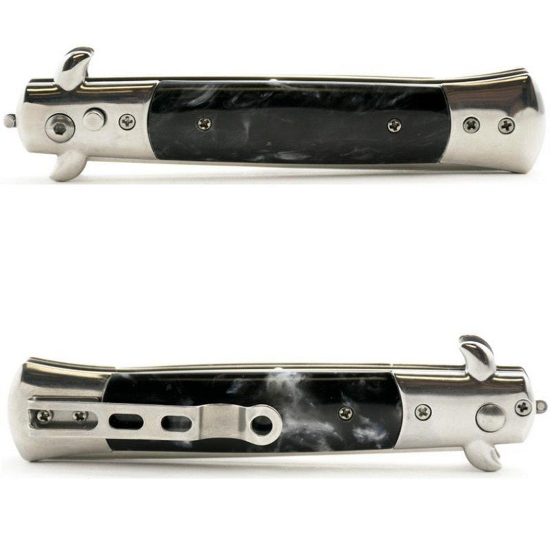 Pocket Folding Flick Hair Comb For Beard, Mustache, Head Black Pearl Handle ~ Mens Pocket Comb stainless steel spring jump Brush Salon Beauty Tool