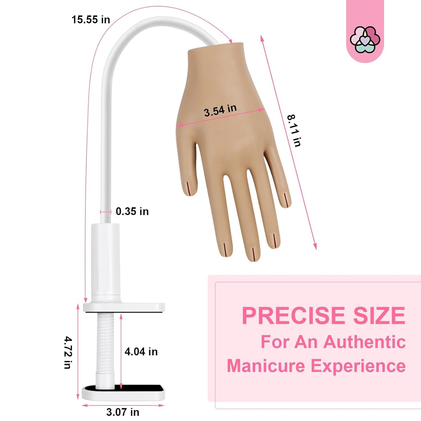 Saviland Silicone Practice Hand for Acrylic Nails, Upgraded Flexible Moveable Fake Hands with No Breaking or Falling, Manicure Training Hand Nail Kit with 100PCS Nails Tips Home Salon Holiday Gift