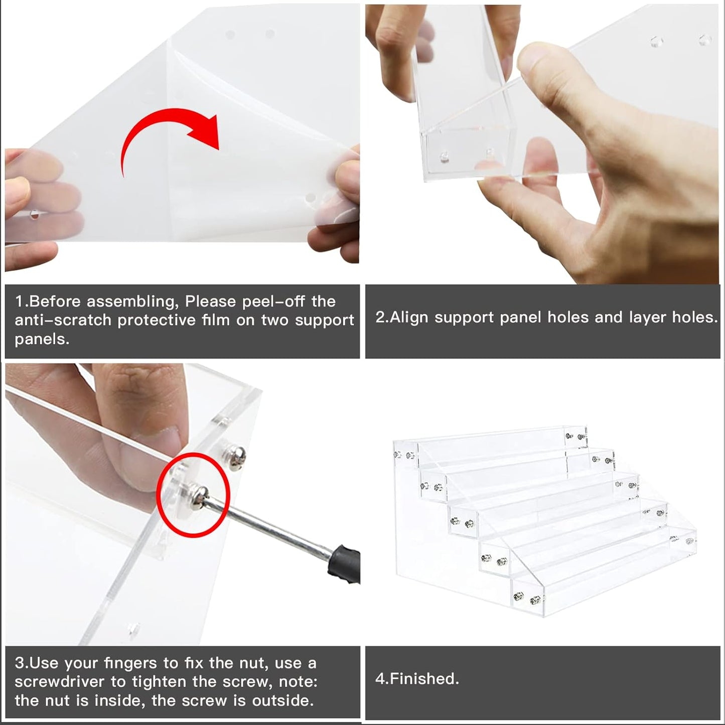 Kingtaily Nail Polish Organizer, 5 Layers Acrylic Display Rack, Cosmetics Storage, Unisex