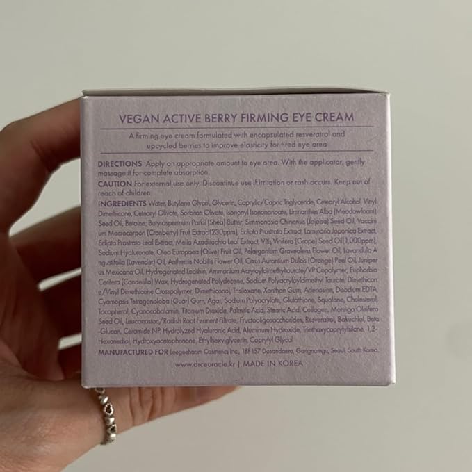 leegeehaam Dr.Ceuracle Vegan Active Berry Firming Eye Cream with Applicator (32g / 1.12 oz.) - Hydrating Resveratrol Eye Treatment for Dark Circles and Puffiness